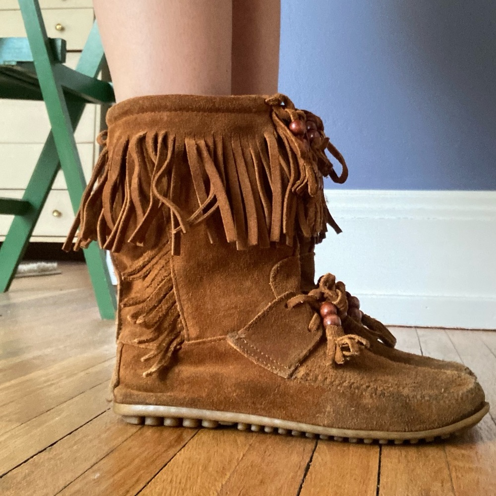 Minnetonka Bead Fringe Boho Boots